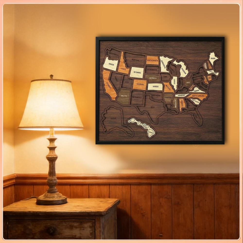 Woodworking Usa - Puzzle z mapą Stanów Zjednoczonych z