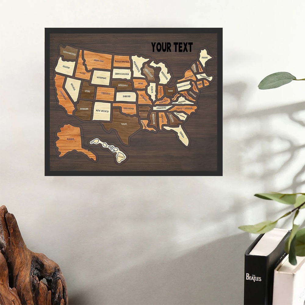 Woodworking Usa - Personalizowana drewniana mapa USA do układania